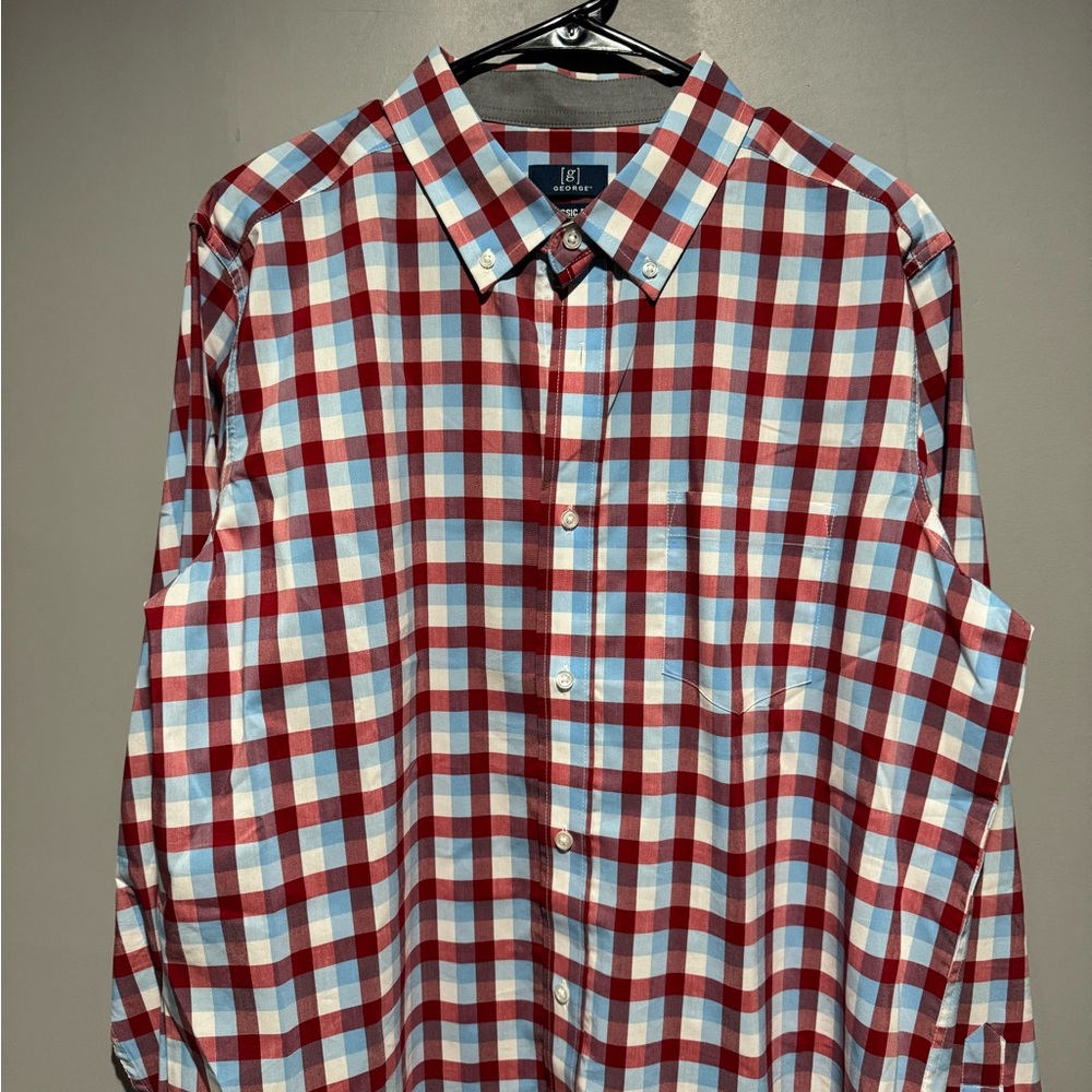J. Crew Men's Red and Blue Checkered Shirt
